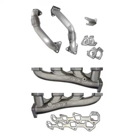 PPE High-Flow Exhaust Manifold & Up-Pipe Kit - Raw - LB7 Duramax